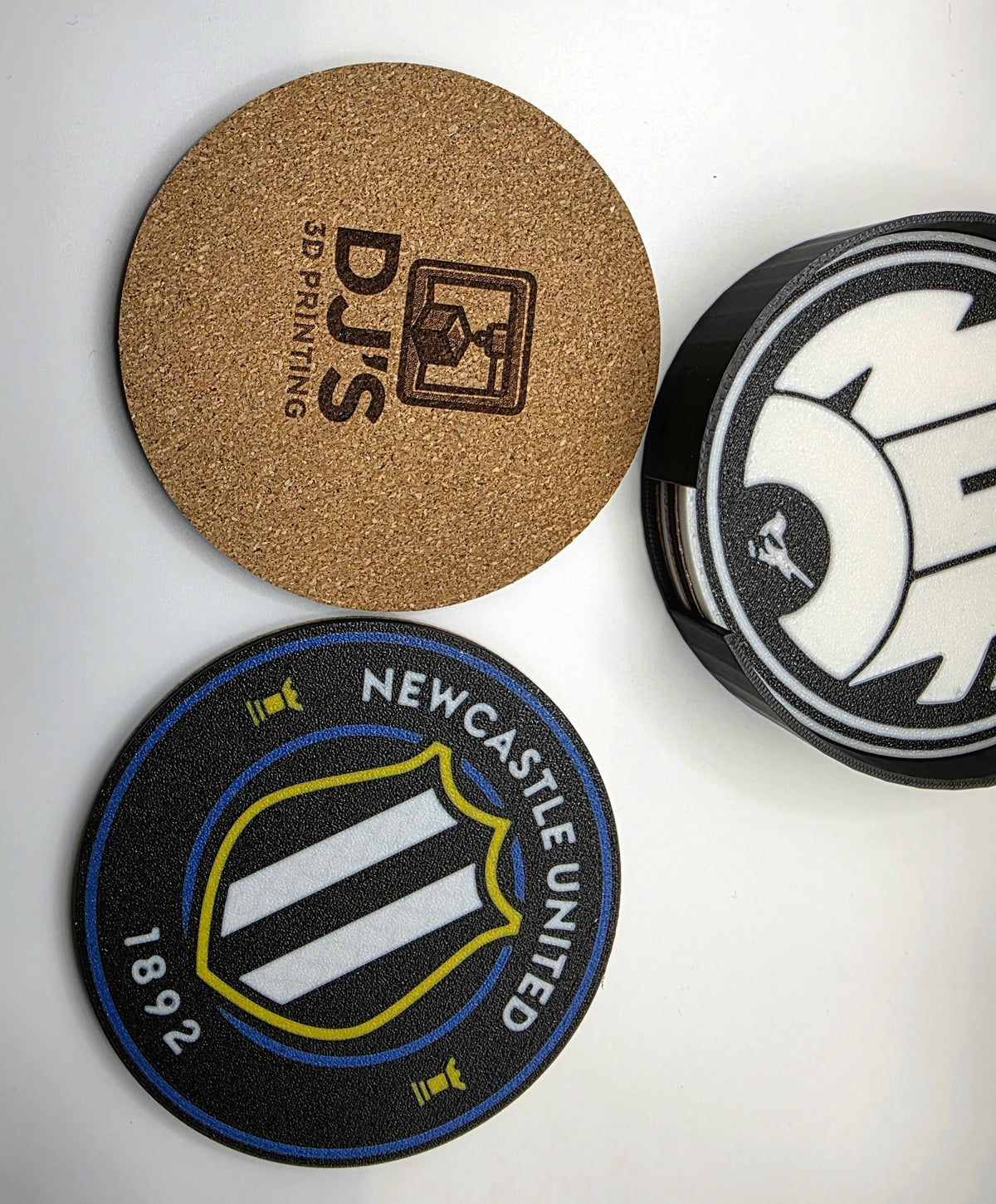 100mm Cork Back NUFC Inspired 3D Printed Coasters